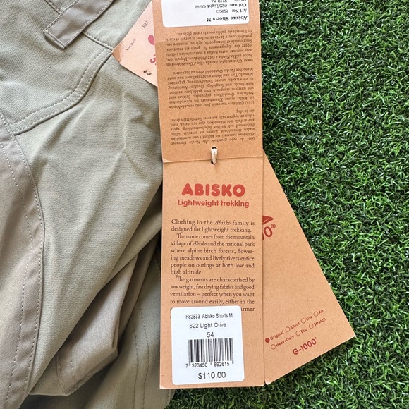 Men’s Fjallraven Abisko Shorts Mens US 37 EU 54 light olive green NWT - Picture 4 of 4